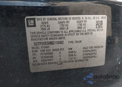2011 GMC Sierra 1500 Sle z USA, uszkodzony, nr VIN 3GTP2VE38BG118482